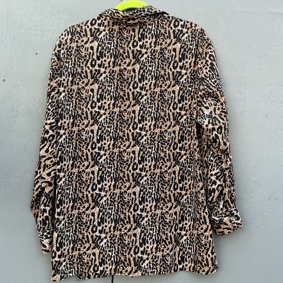 Style Exchange Vintage Satin Animal Leopard Cheetah Print Tunic Blouse Womens 80 - Picture 2 of 9